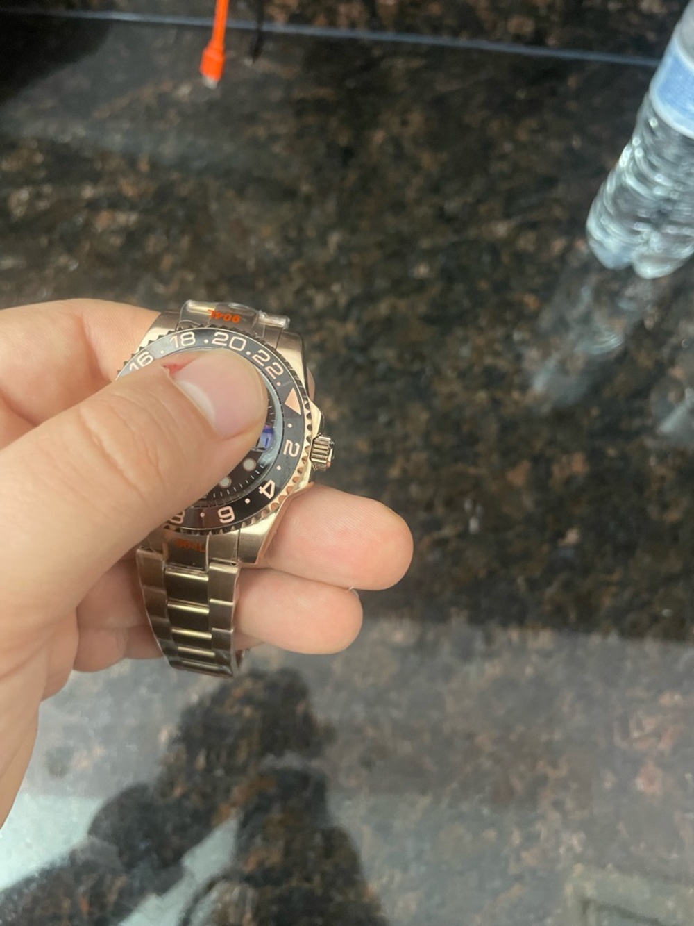 Rose Gold Men's GMT Style Watch with Black Dial - Picture 4 of 4